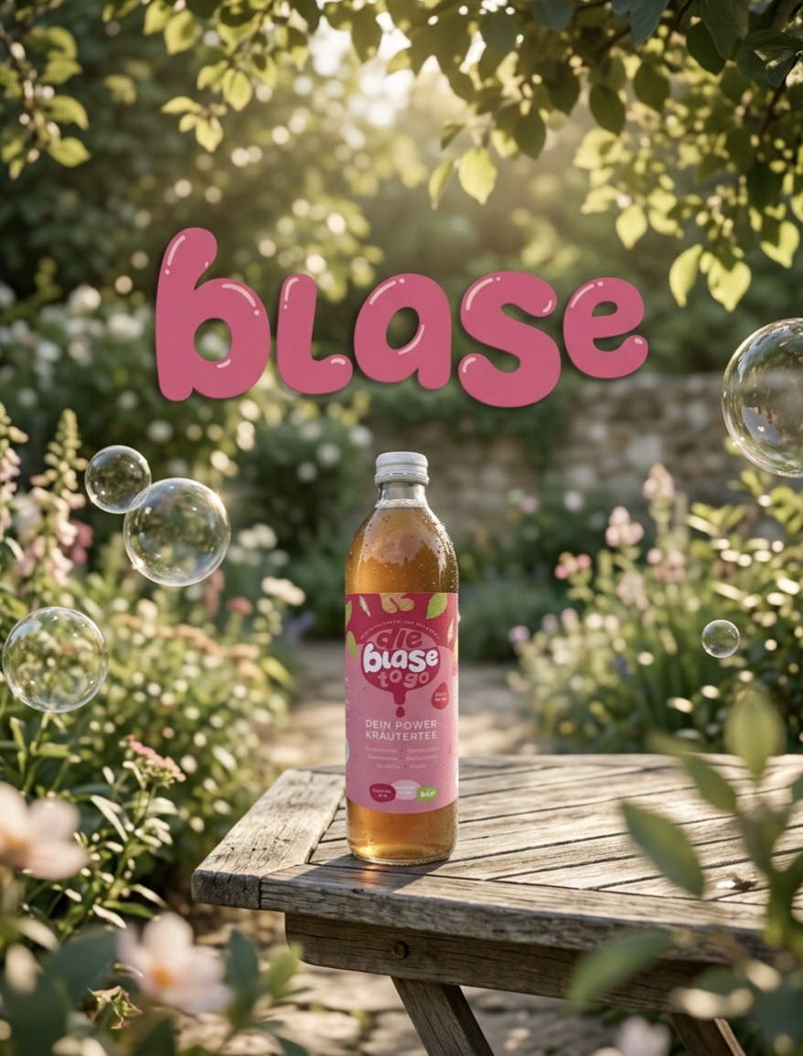rosa flasche im garten sonnenlicht
